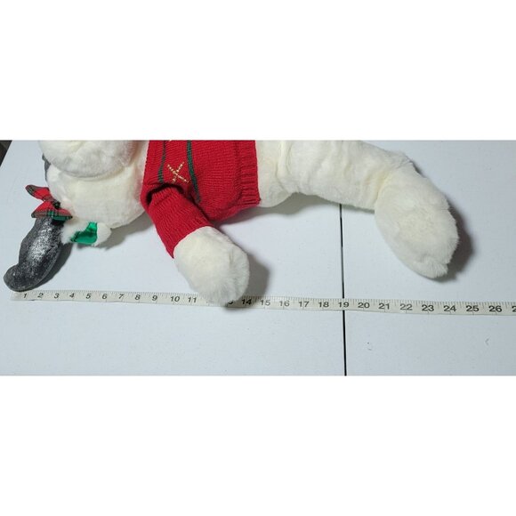 Vintage 90s Christmas Red Nosed Reindeer 24 inch Plush Red Sweater Holiday Toy - Picture 6 of 7